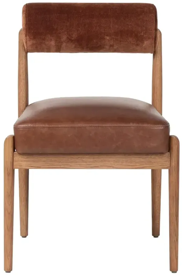 Aven Modern Classic Brown Leather Oak Dining Chair