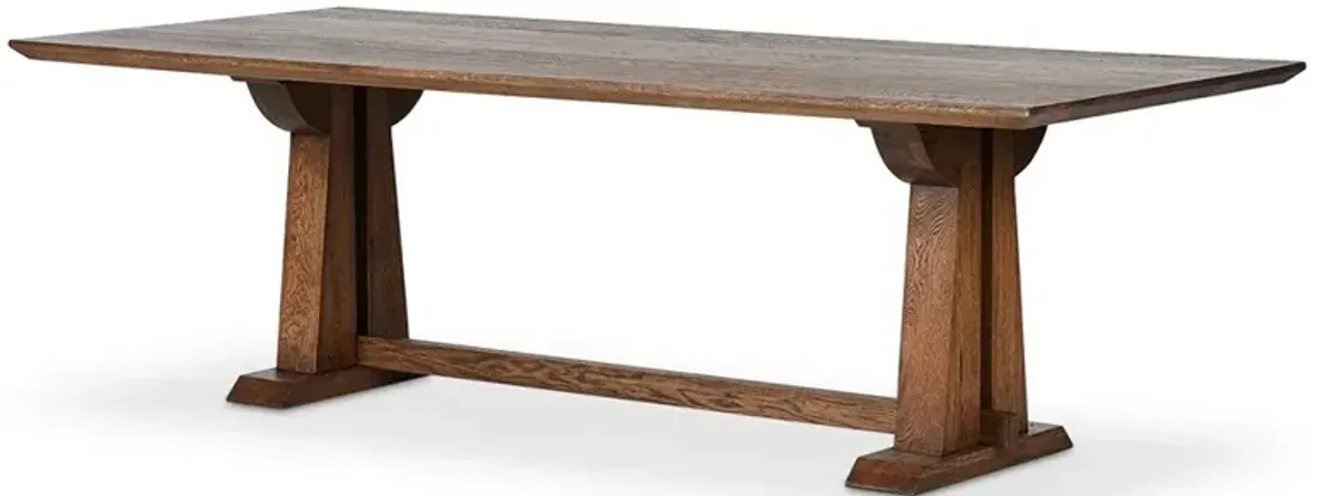 Axel Rustic Lodge Brown Oak Rectangular Dining Table - 96"