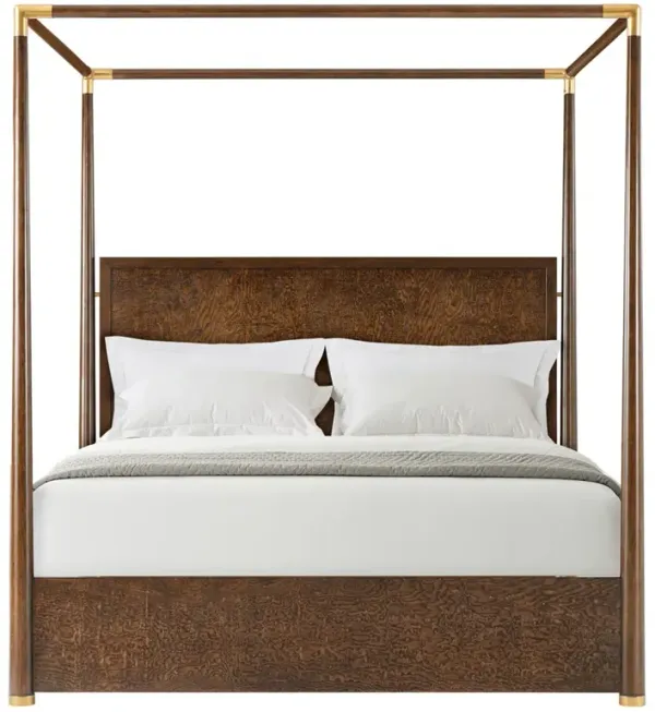 Emma Modern Classic Dark Brown Wood Canopy Bed - King