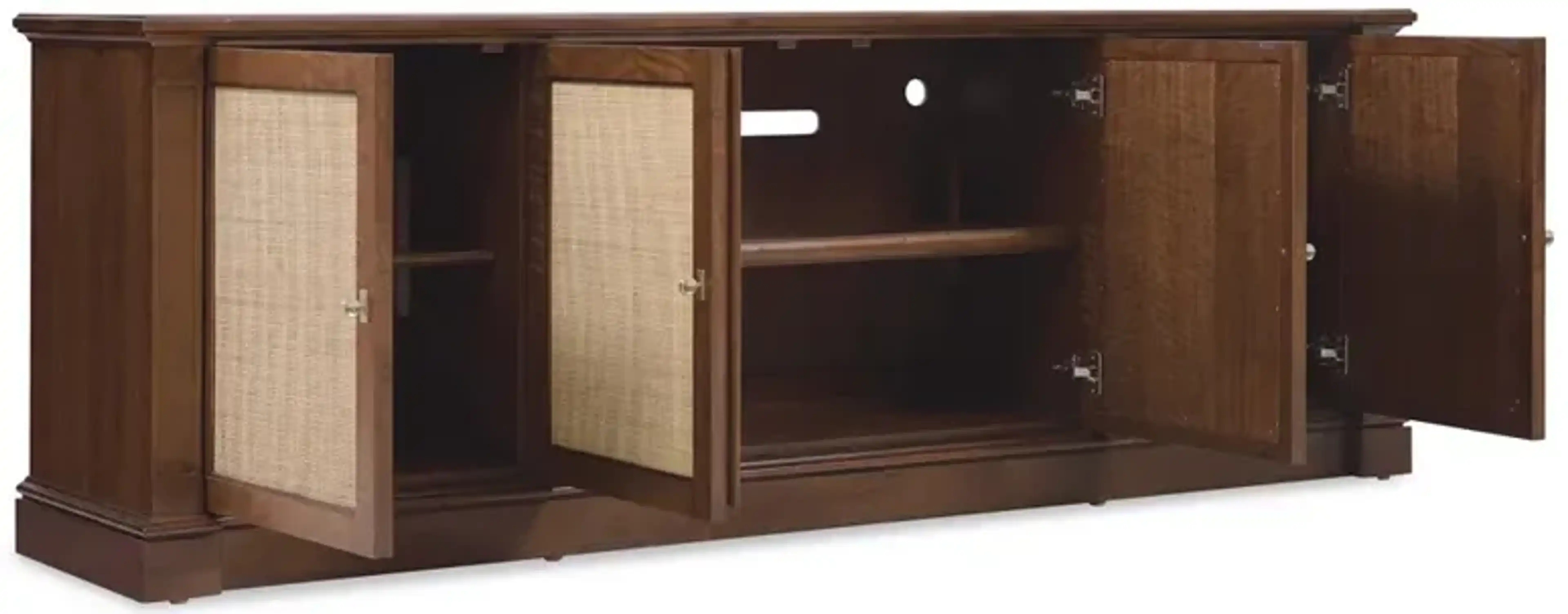 Alaine Updated Traditional Dark Brown Walnut Wood Woven Cane Media ...