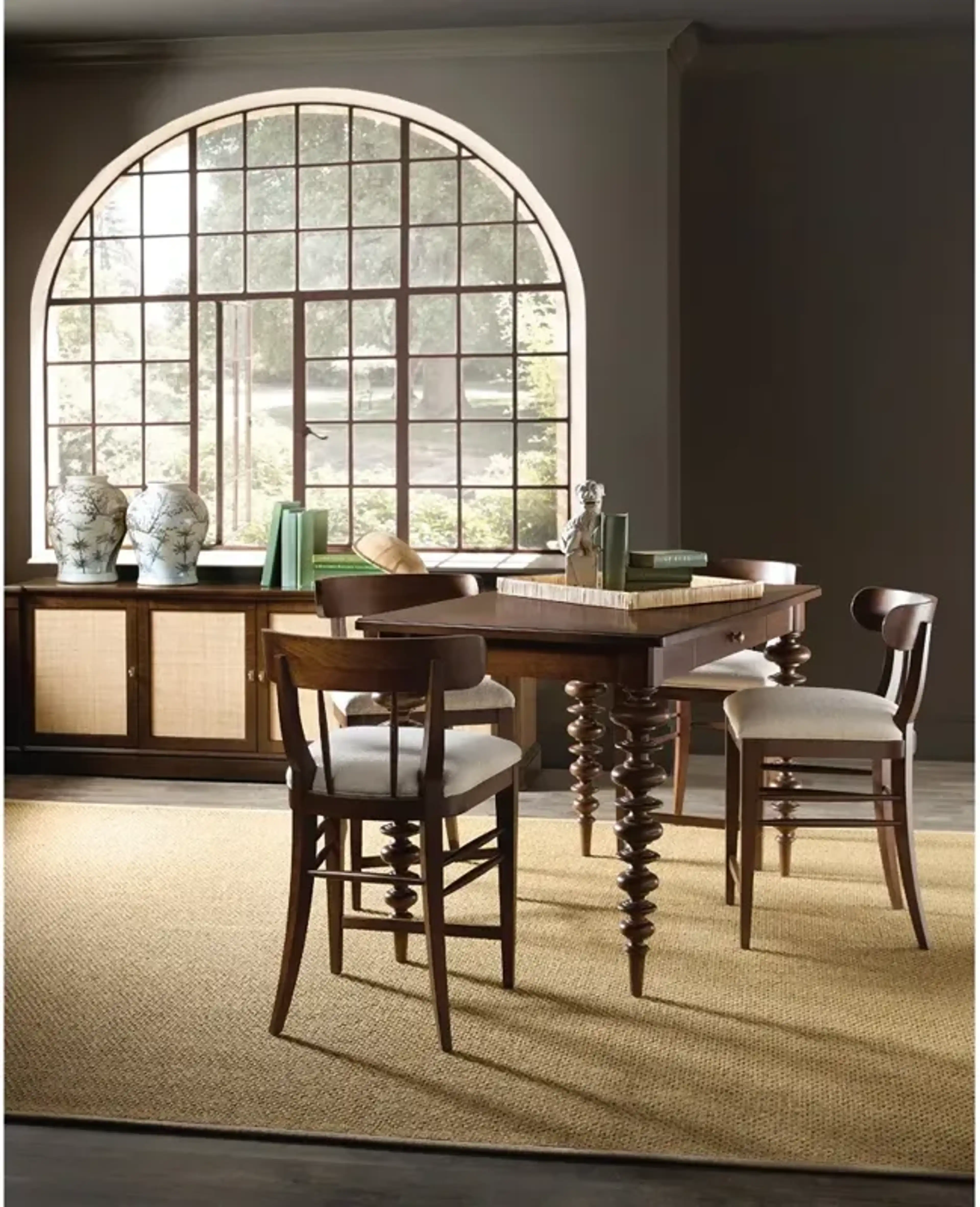 Alaine Updated Traditional Dark Brown Walnut Wood Woven Cane Media ...