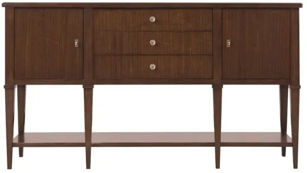 Alaine Updated Traditional Grey Marble Dark Brown Walnut Wood Buffet