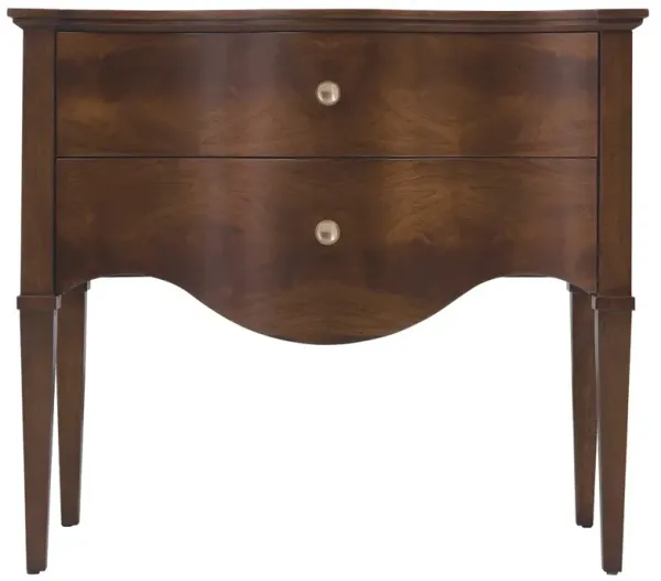 Alaine Updated Traditional Dark Brown Walnut Wood Curved Nightstand