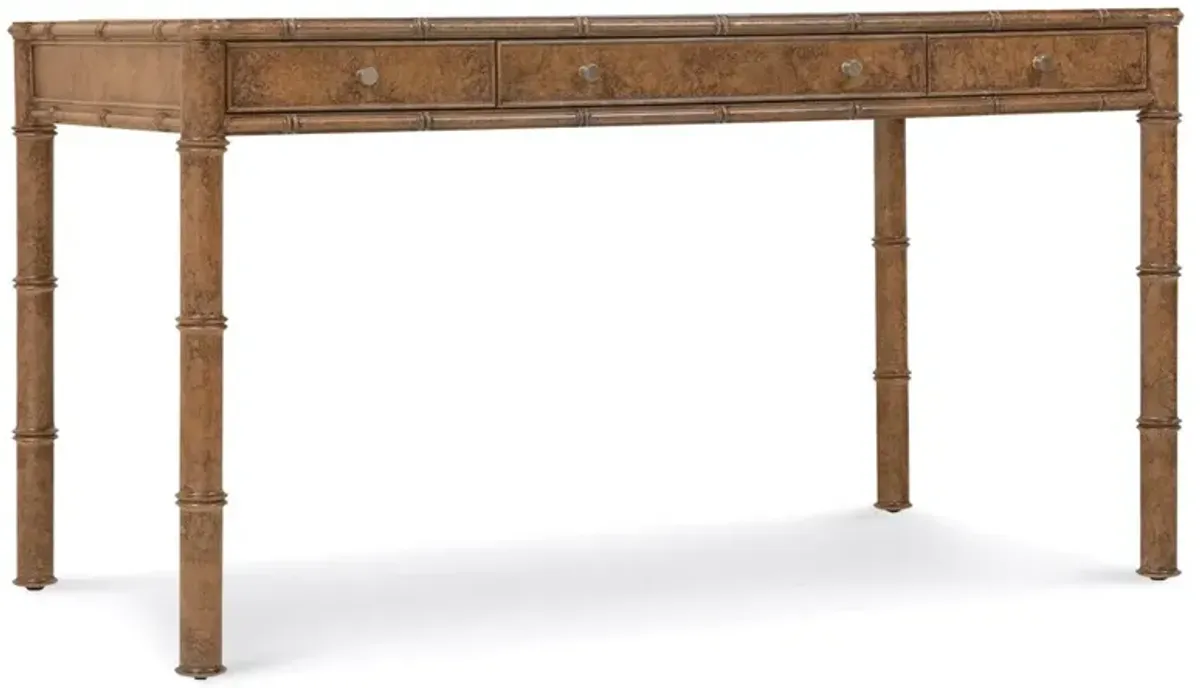Alaine Updated Traditional Woven Cane Brown Oak Desk