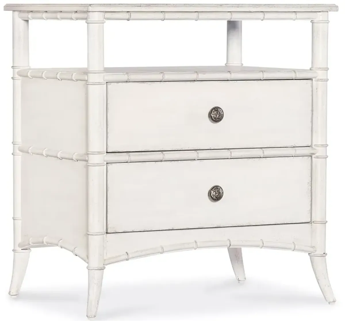 Sharise Coastal Beach White Wood Nightstand