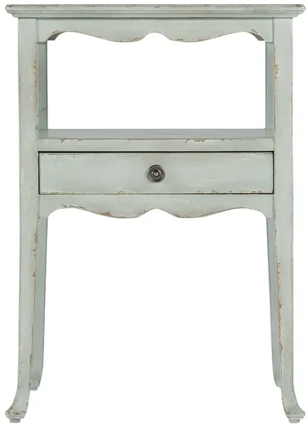 Steph French Country Light Blue Maple Wood Square Side Table