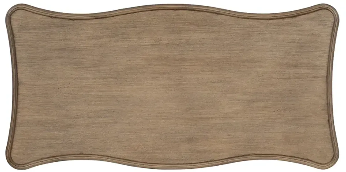 Darren Updated Traditional Light Brown Acacia Wood Scalloped Desk