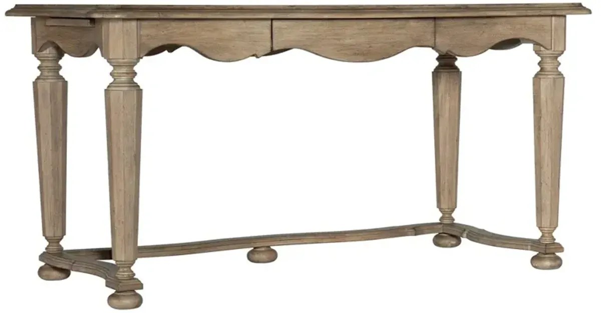 Darren Updated Traditional Light Brown Acacia Wood Scalloped Desk