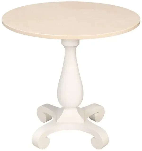 Brigitte French Country Beige Travertine White Wood Round Bistro Table - 30"