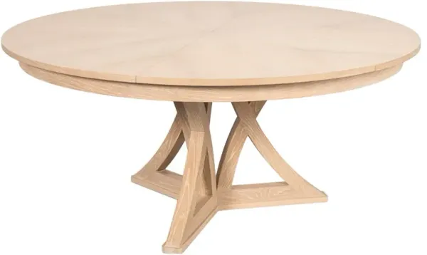 Isabella Traditional Bleached Oak Round Extendable Jupe Dining Table - 55-71"