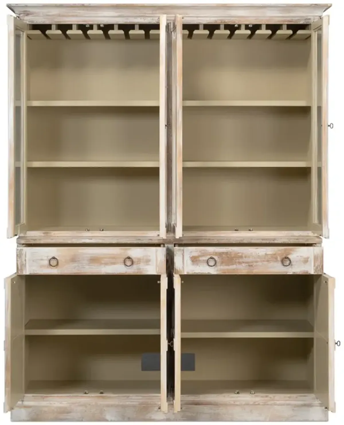 Diana Updated Traditional Distressed White Pine Wood Hutch