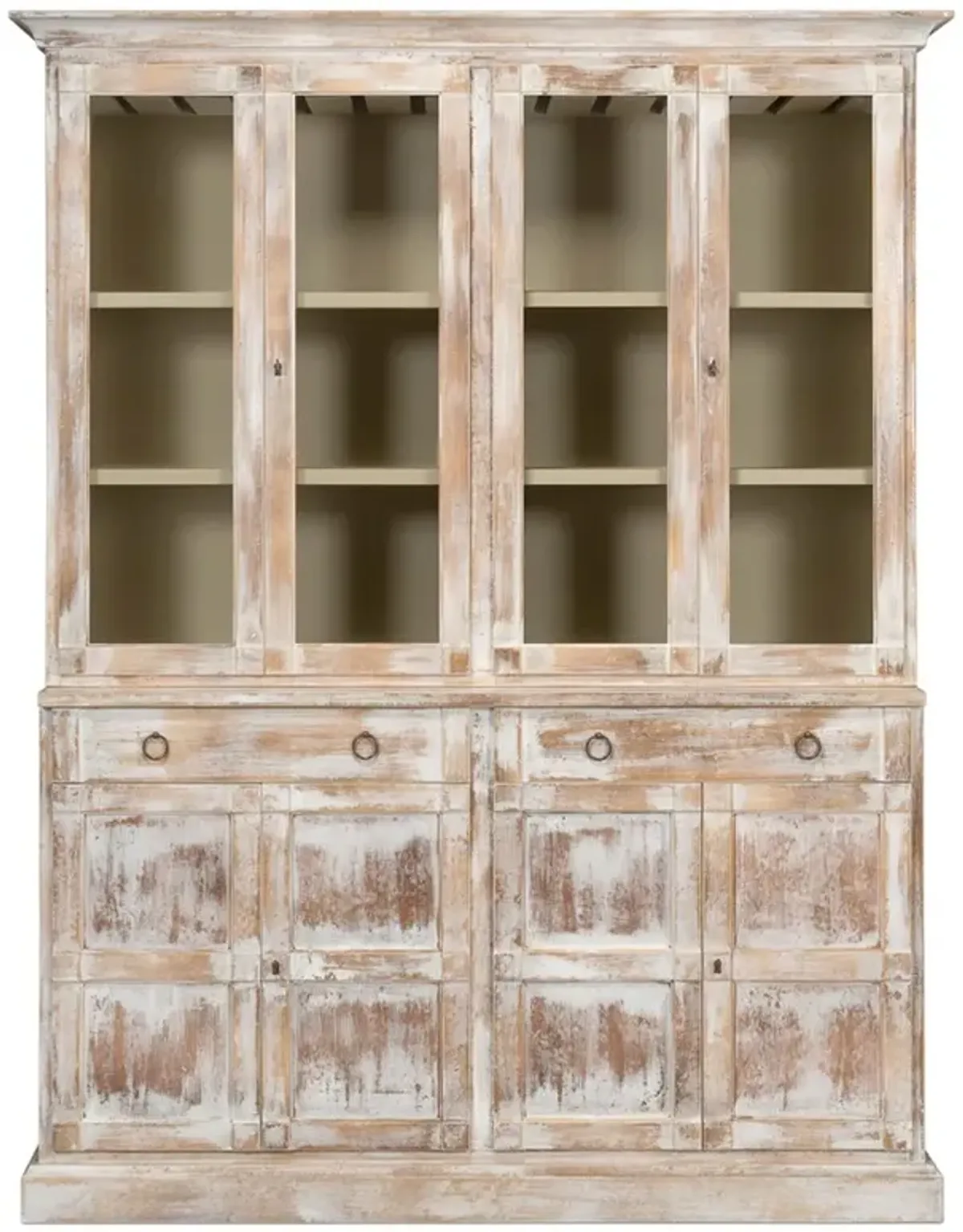 Diana Updated Traditional Distressed White Pine Wood Hutch