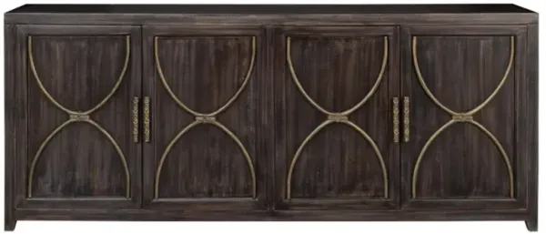 Olga Updated Traditional Brown Acacia Wood Credenza