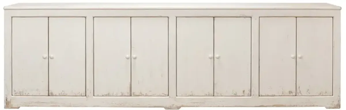 Errol Coastal Beach Distressed White Pine Wood Sideboard