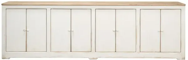 Errol Coastal Beach Natural Distressed White Pine Wood Sideboard