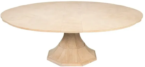 Faith Traditional Bleached Oak Round Extendable Jupe Dining Table - 66-85"