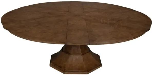 Faith Updated Traditional Dark Oak Round Extendable Jupe Dining Table - 55-71"