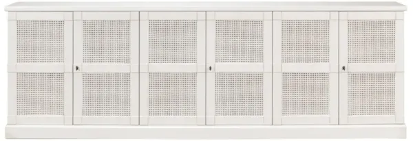 Zian French Country White Woven Cane Pine Wood Sideboard