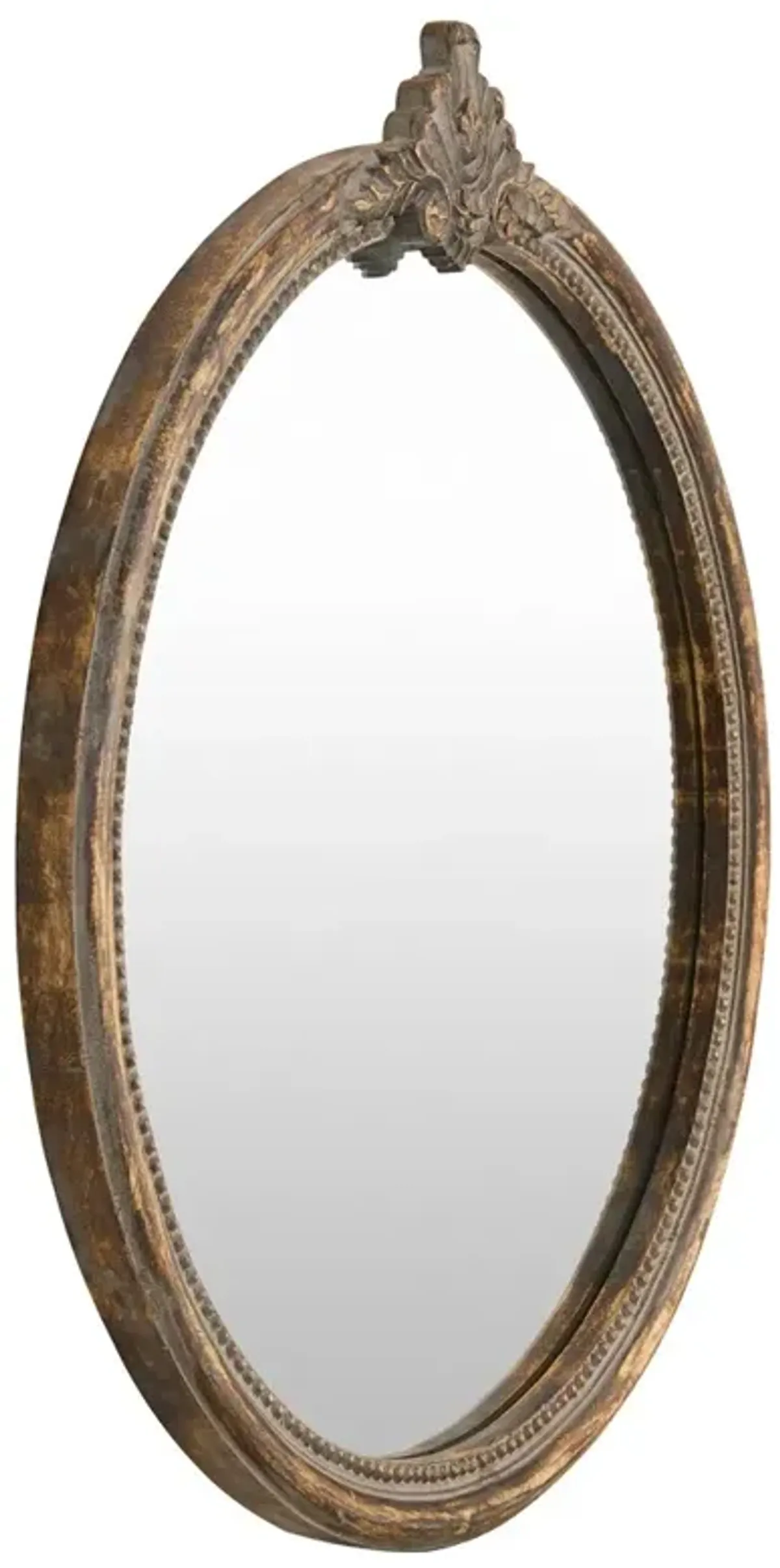 Quince Updated Traditional Antique Brown Mango Wood Round Wall Mirror