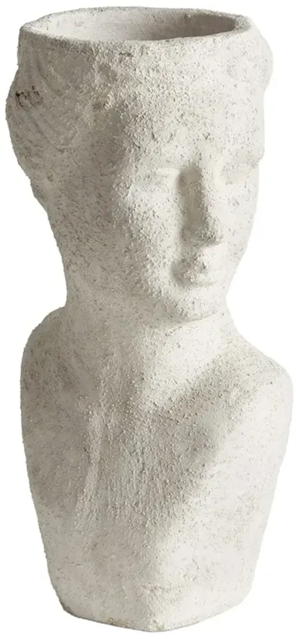 Miralyn Traditional Weathered White Limestone Bust Outdoor Planter