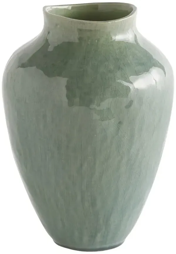 Orielle Traditional Green Glazed Ceramic Decorative Table Vase - Small