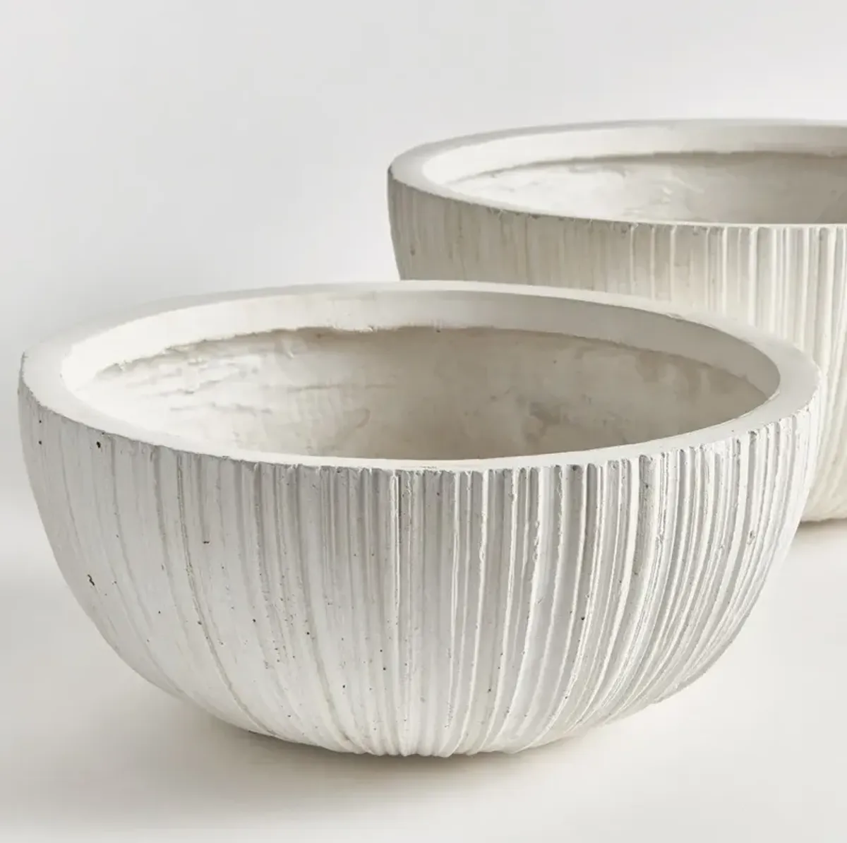 Rowena Modern White Bowl Outdoor Pot Planter - Set of 2