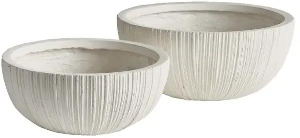 Rowena Modern White Bowl Outdoor Pot Planter - Set of 2