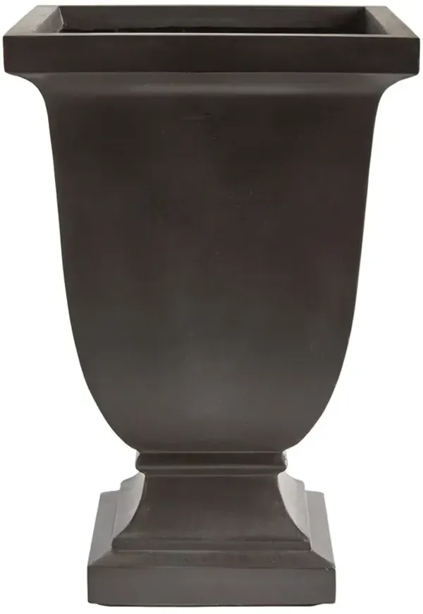 Lowell Traditional Antique Black Square Footed Outdoor Planter - 17"