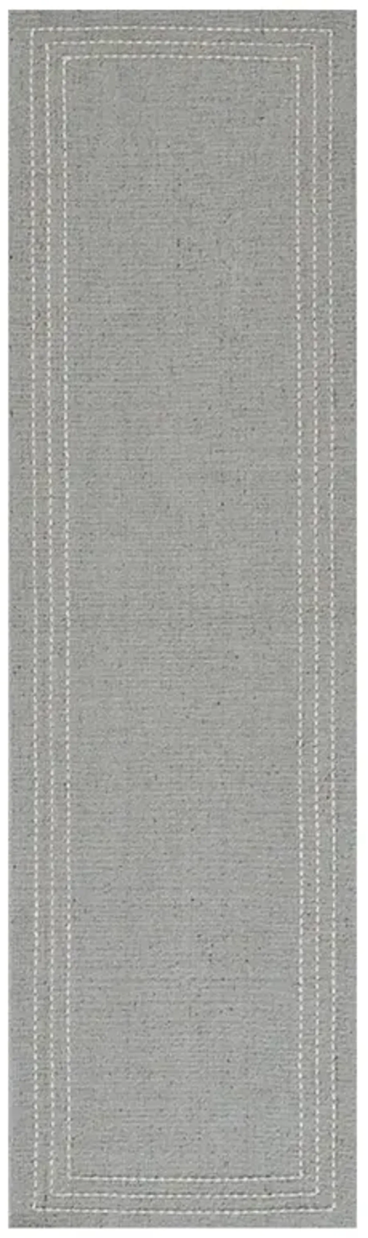 Olivera Coastal Beach Light Blue Wool Solid  Rug - 2'3"x8'