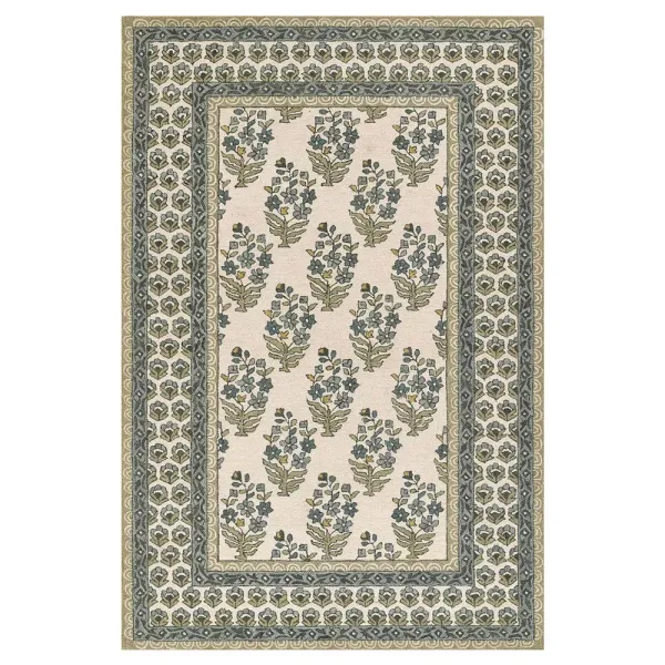 Cailee Updated Traditional Green Wool Floral Patterned Rug - 3'6"x5'6"