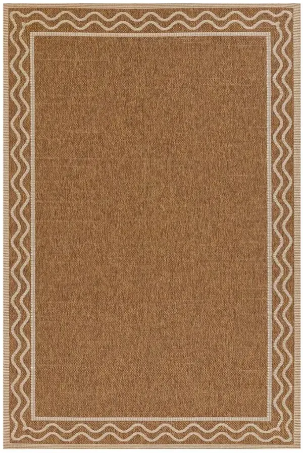 Sabria Updated Traditional Natural Wave Border Indoor Outdoor Rug - 3'3"x5'