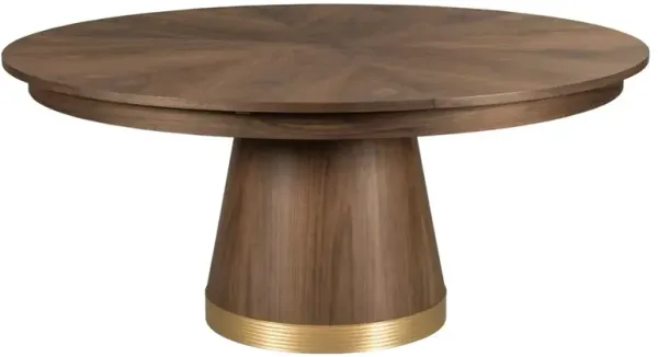 Rawlins Modern Brown Walnut Wood Round Extendable Jupe Dining Table - 66-84"