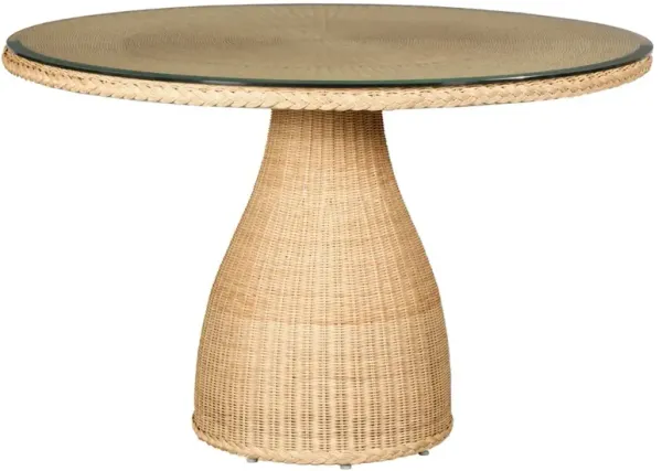 Ayana Coastal Beach Natural Brown Woven Rattan Dining Table - 47"