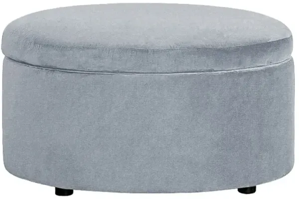 Holland Nantucket Blue Performance Round Storage Ottoman - 30”