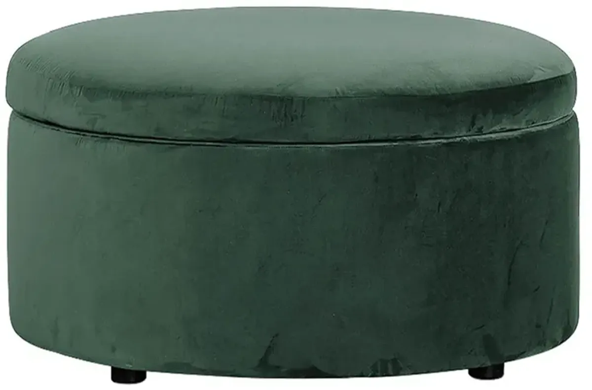 Holland Stone Pine Velvet Round Storage Ottoman - 30”