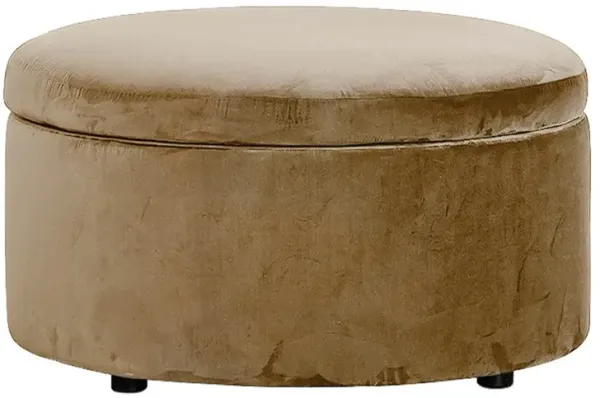 Holland Mocha Mist Velvet Round Storage Ottoman - 30”