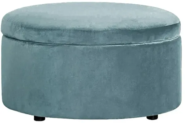 Holland Mediterranean Velvet Round Storage Ottoman - 30”
