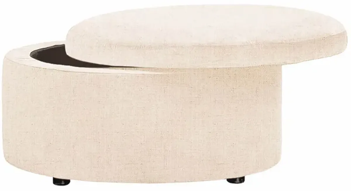 Holland Truffle Salt Performance Round Storage Ottoman - 30”
