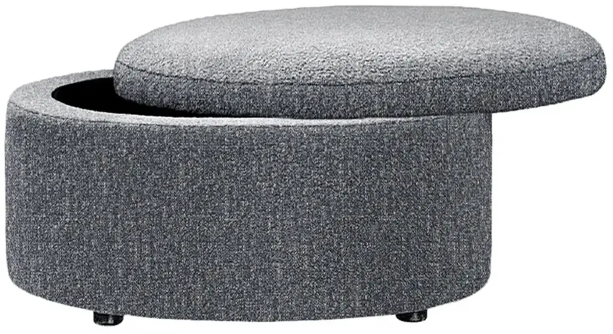 Holland Fisherman Blue Performance Round Storage Ottoman - 30”