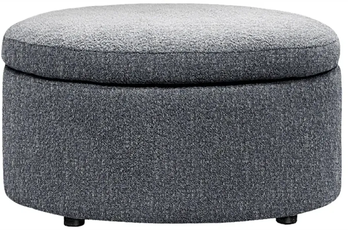 Holland Fisherman Blue Performance Round Storage Ottoman - 30”