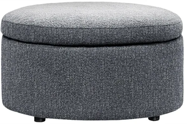 Holland Fisherman Blue Performance Round Storage Ottoman - 30”