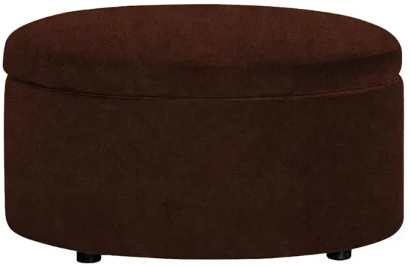 Holland Chocolate Mousse Velvet Round Storage Ottoman - 30”