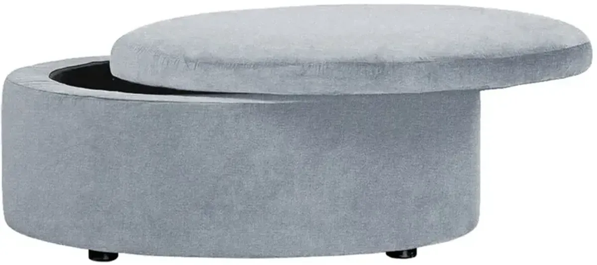 Holland Nantucket Blue Performance Round Storage Ottoman - 38”