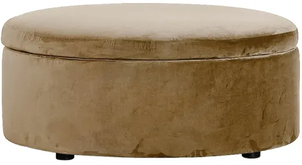Holland Mocha Mist Velvet Round Storage Ottoman - 38”