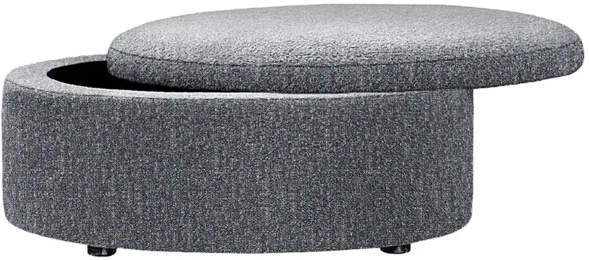 Holland Fisherman Blue Performance Round Storage Ottoman - 38”