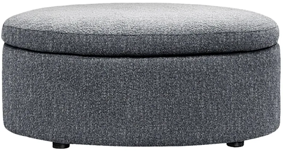 Holland Fisherman Blue Performance Round Storage Ottoman - 38”
