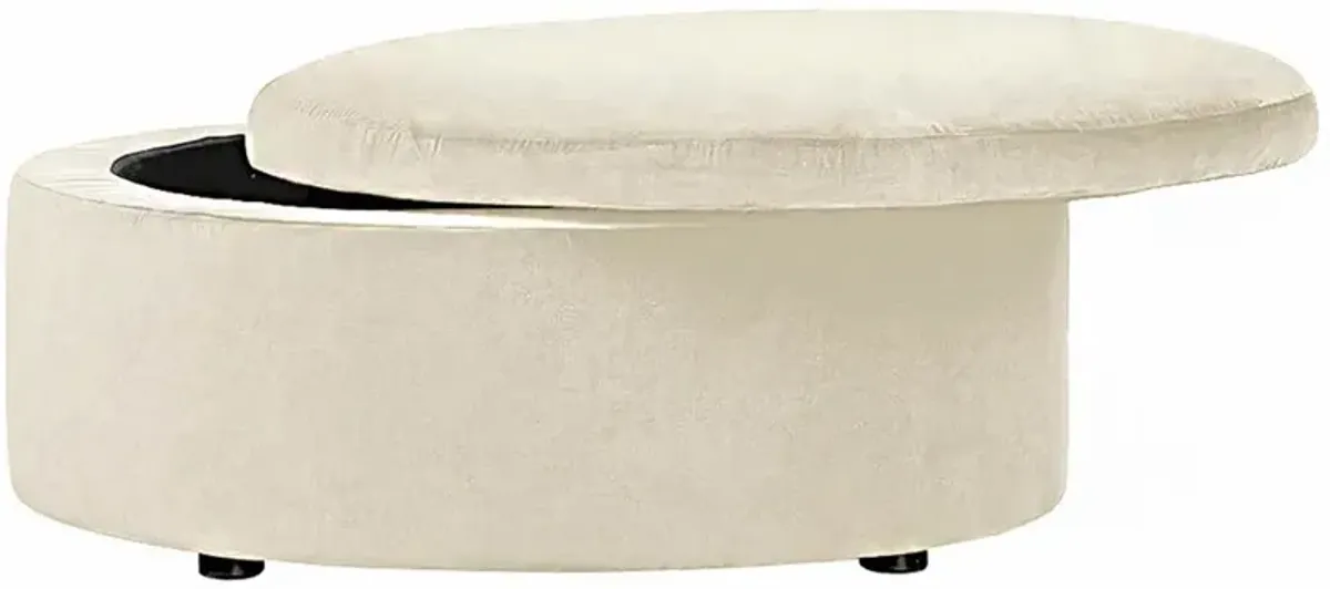 Holland Parchment Performance Round Storage Ottoman - 38”