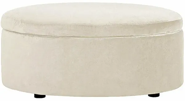Holland Parchment Performance Round Storage Ottoman - 38”