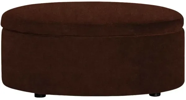 Holland Chocolate Mousse Velvet Round Storage Ottoman - 38”