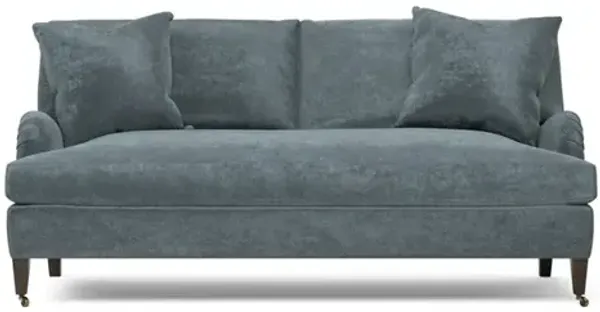 Cordelia Slate Blue Velvet Bench Cushion Sofa - 79"